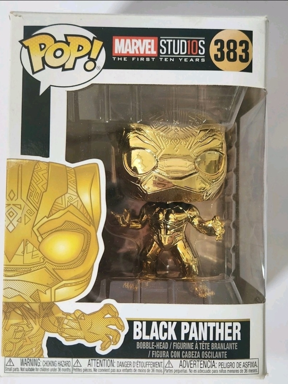 Funko Pop! Black Panther #383 Gold Chrome Marvel Studios Open